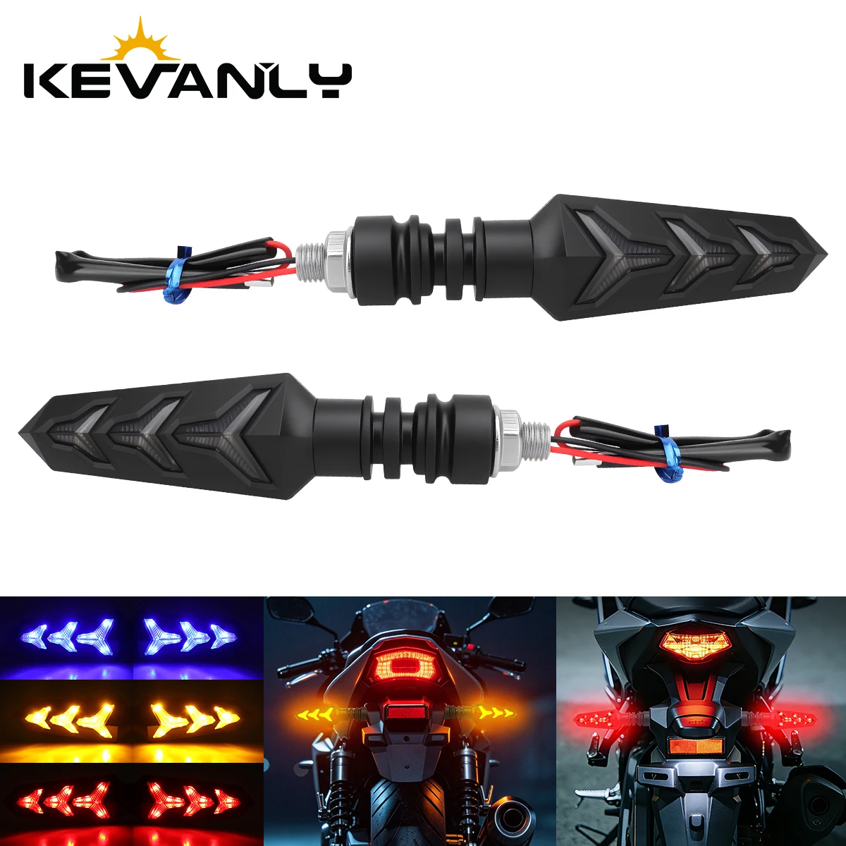 Luz LED de intermitente para motocicleta, luces indicadoras de espina de pescado que fluyen, luces de circulación diurna de 12V, 2 uds.