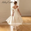 Ashley Carol Short Wedding Dress Sexy Simple Off Shoulder Satin Ankle-Length Bow Backless A-Line Wedding Gown Vestidos De Novia 2