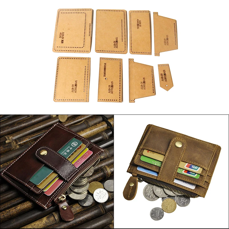 DIY Sewing Pattern Card Holder Business Card Coin Purse Template Stencil Kraft Paper For Leather Craft Making AAB-09