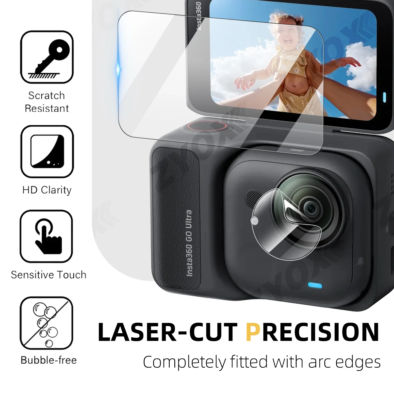 Ultra-HD Tempered 9H Hardness Glass Screen & Lens Protector - Clear, Anti-Scratch Film Accessory