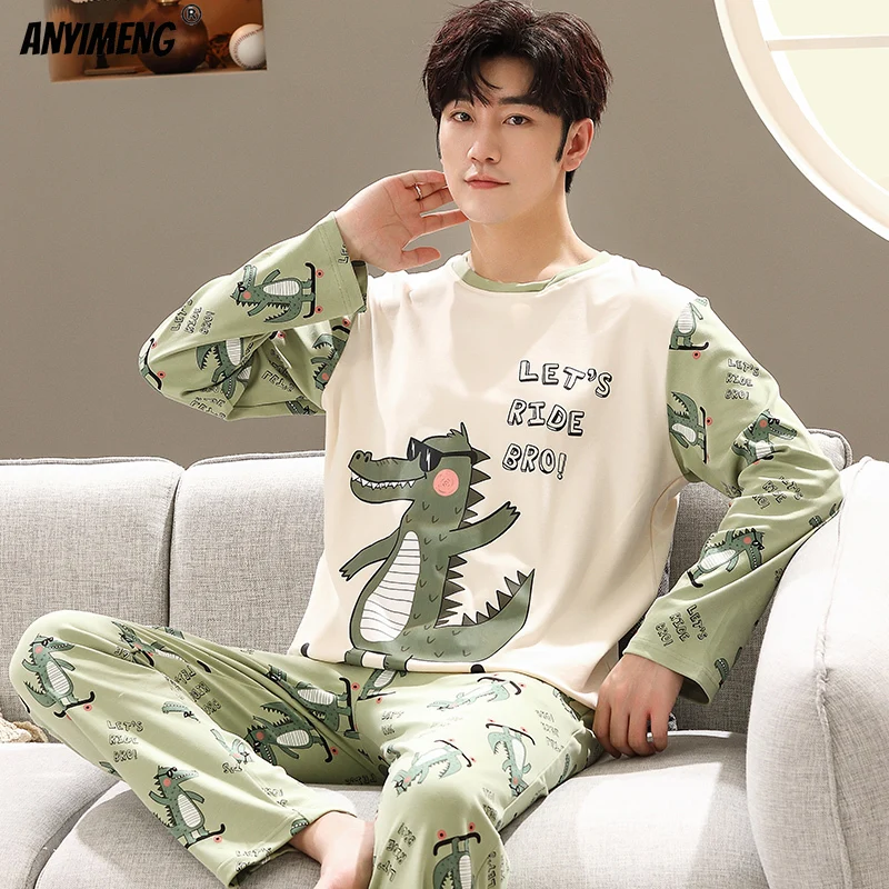 Aanpassen stewardess solidariteit Cartoon Jeugd Man Pyjama Chic Krokodil Afdrukken Patchwork Mouwen Groene  Trui Pjs Leisure Katoen Nachtkleding Nachtkleding Nieuwe|Pijama Sets voor  Mannen| - AliExpress