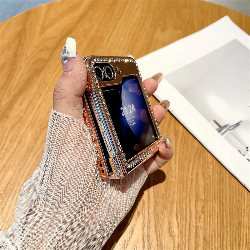 Luxury Diamond Glitter Shockproof Case - Folding Hard Plating Plastic Cover