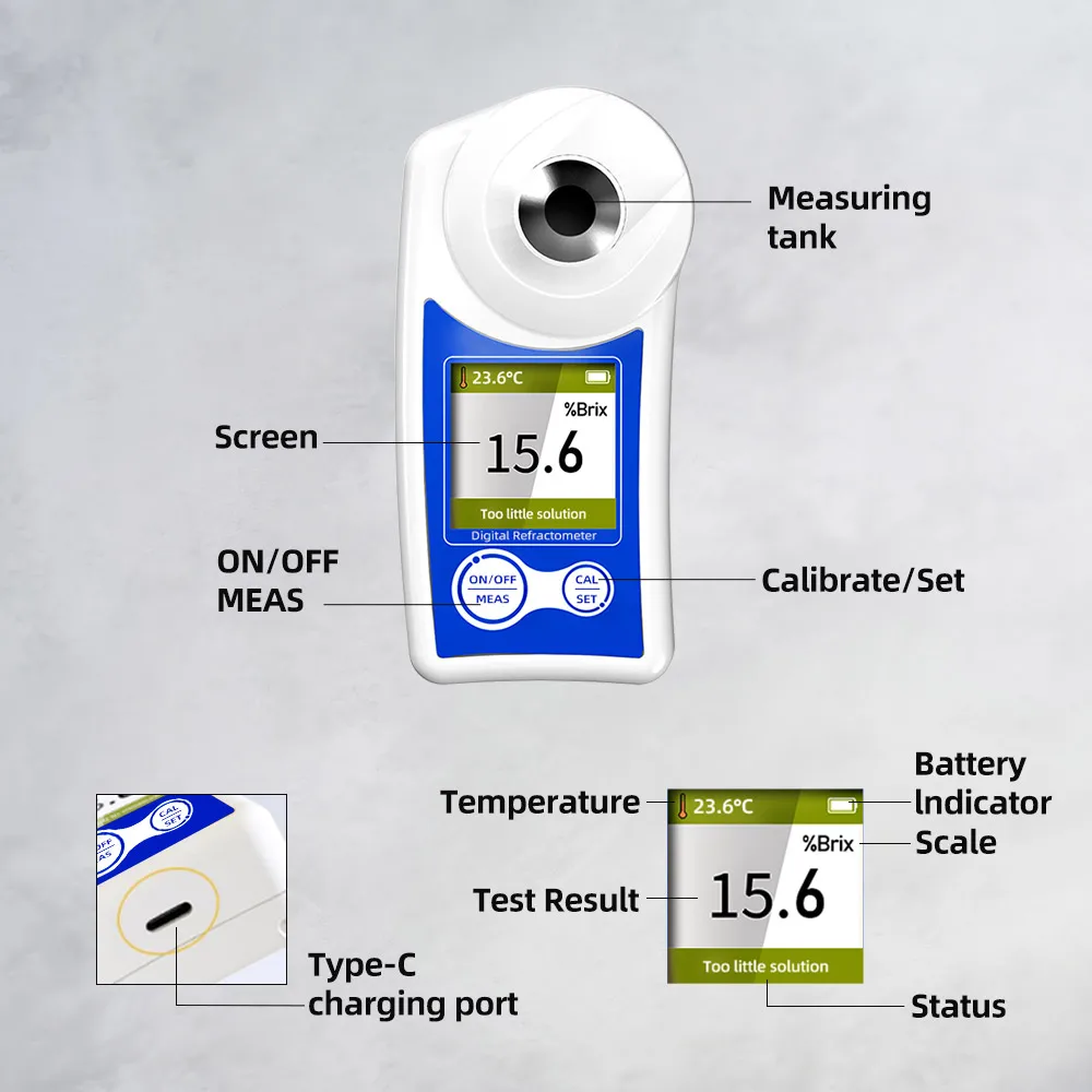 New Digital Brix Refractometer with Automatic Temperature Compensation 0-55% Ran