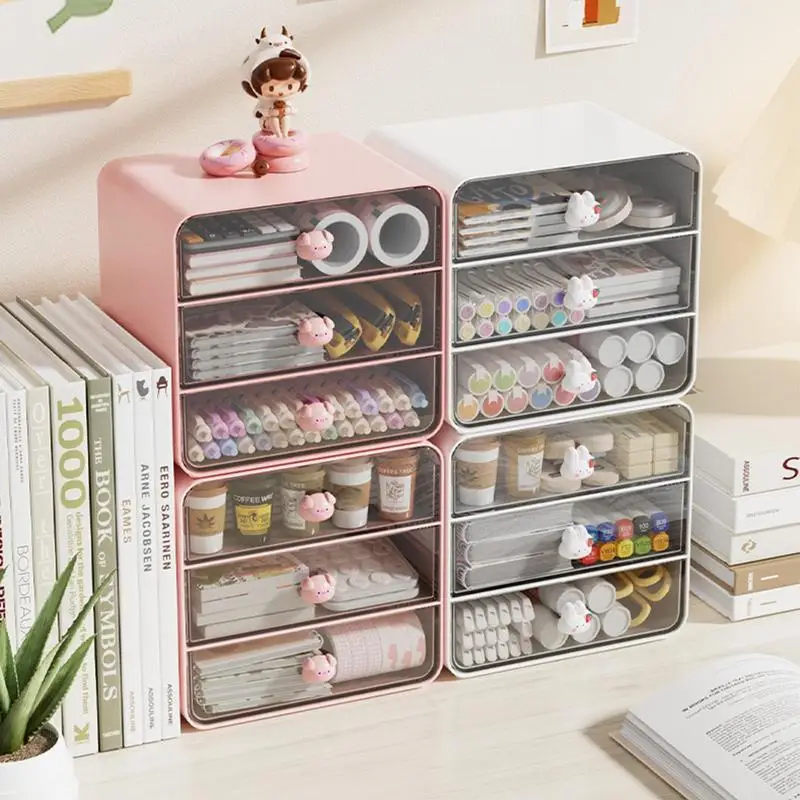 Transparent Small Desk Organizer Desktop Storage With Drawers For Arts  Crafts Stationary Cosmetics Storing Rack Home Organizer - AliExpress