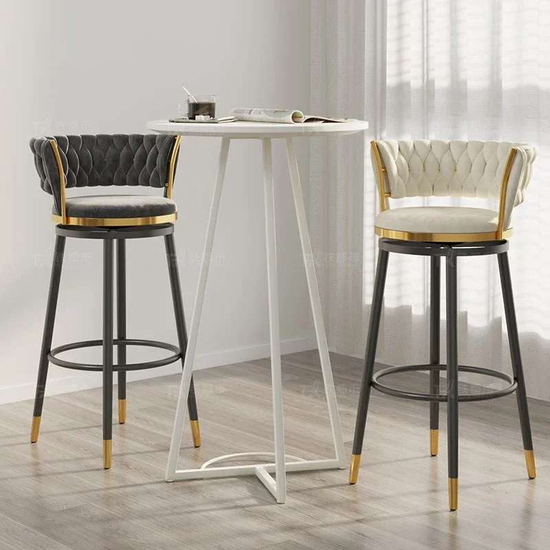 

Бархатный бархатный барный стул, современный минималистичный обеденный стул в европейском стиле, кухонный барный стул, стул для отдыха, домашняя барная мебель