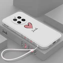 Magic 7 Simple Love Liquid Lanyard Silicone Phone Case for Honor Magic7Pro (White)