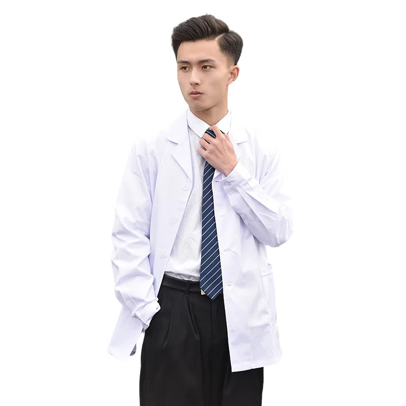 Doctor White Lab Coat for Men Unique Hospital Scientist School Fancy White Coat Professional Costume Coats Medical Uniforms