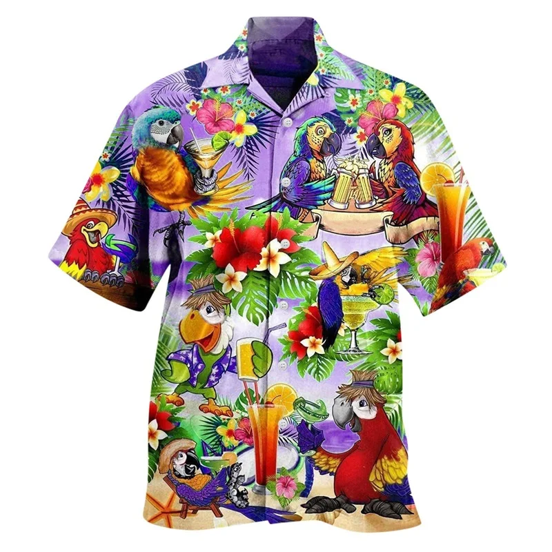 thumbnail image 1 of Camisas y blusas con estampado digital de animales para hombre, camisas casuales de manga corta a la moda para fiestas, playa, sueltas, para hombre, 1 of 5