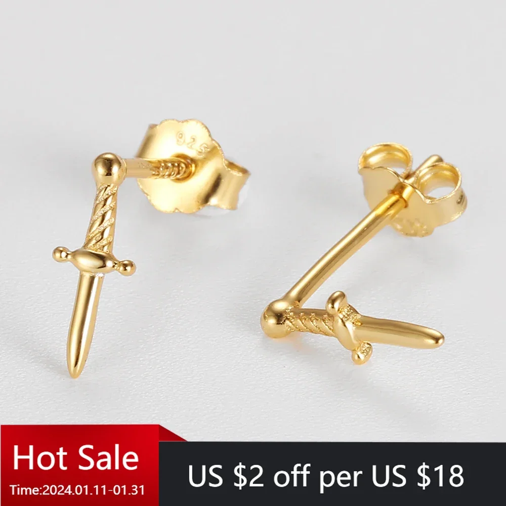 

925 Sterling Silver Authentic Minimalist Cross Stud Earrings for Women 18k Gold Plated Fine Jewelry Party Gifts