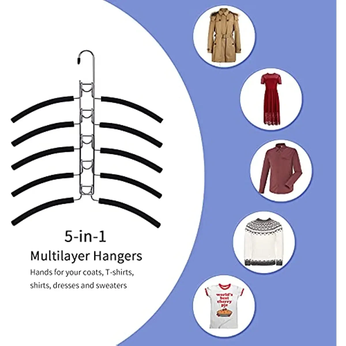 5-in-1 Space Saving Magic Metal Hanger - Multi-layered Closet Organizer For  Coats, Jackets, Sweaters, Shirts - Temu