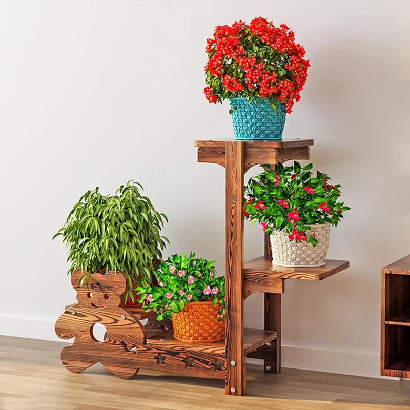 Organizer Home Plant Shelf Flowers Indoor Wooden Floor Storage Plant Stand Balcony Tiered Soporte Maceta Balcony Furniture