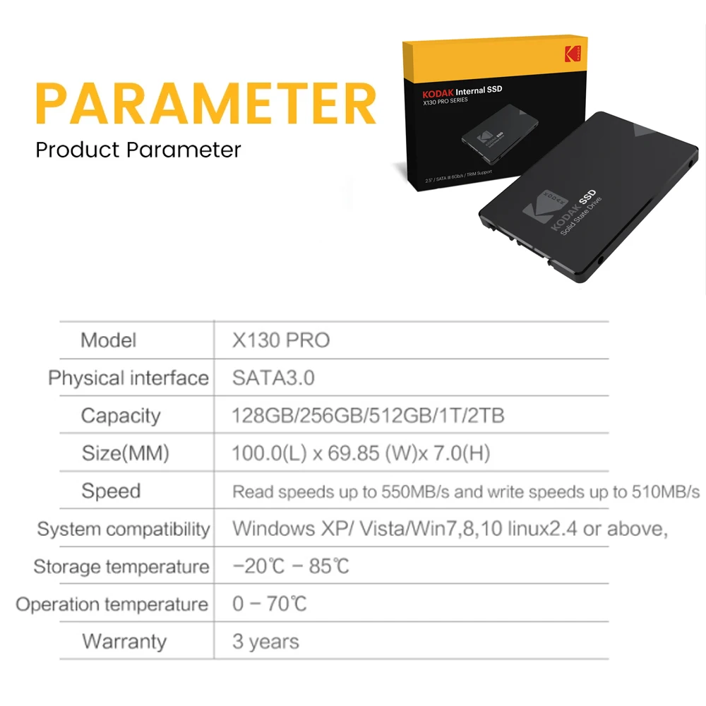 Kodak X130 PRO SSD Hard Disk Drive 128GB 256GB 512GB 1TB Hdd 2.5