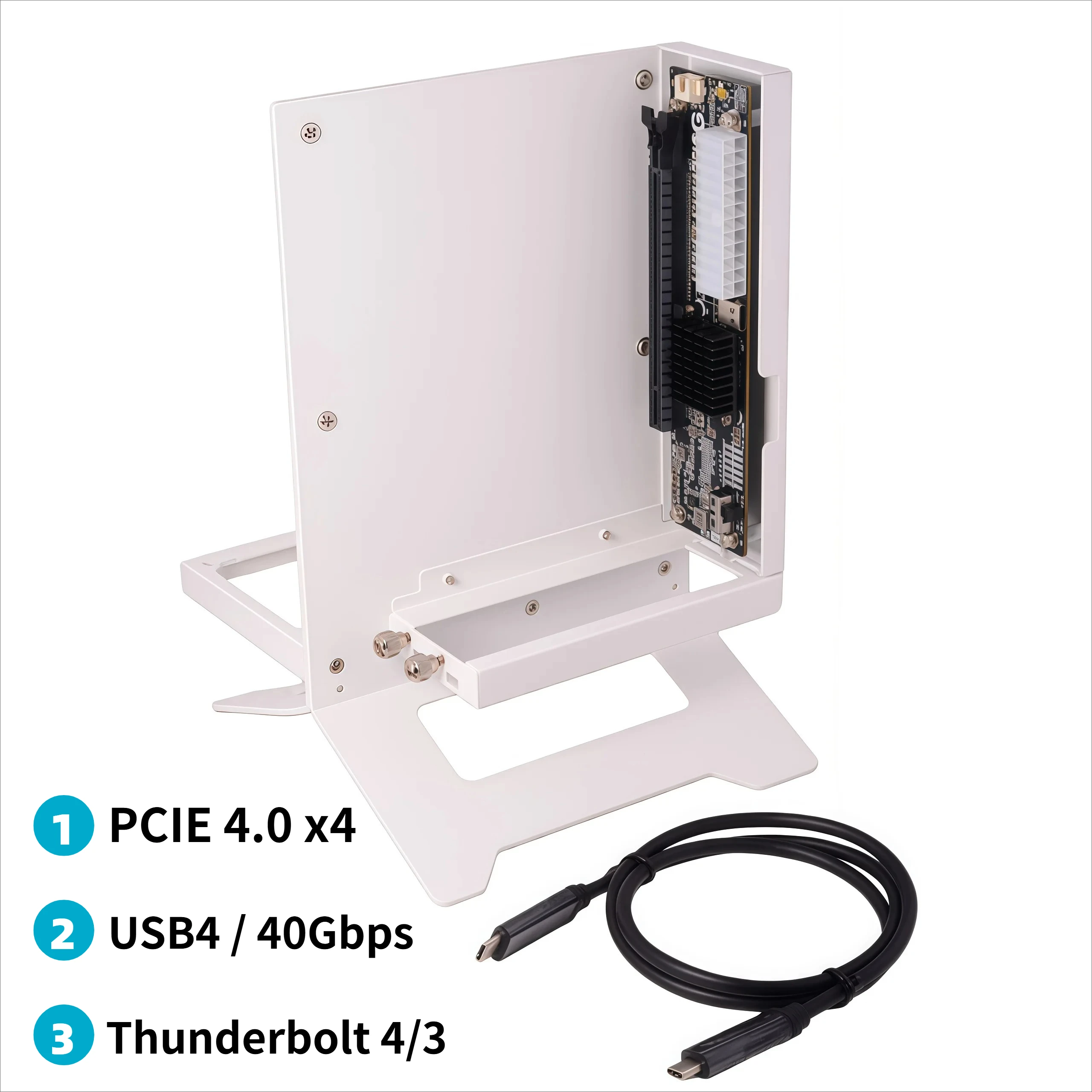 EGPU 썬더볼트 4/3 TB3/TB4 to PCIe X16 PCI-E 4.0 X4 GPU 도크 외장 그래픽 USB4 NUC ITX STX 노트북 PC 게이밍 화이트 브래킷