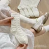 5 Pairs Girls Socks Solid White Cotton Socks A Class Socks Baby Autumn Mid Calf Socks Children Medium Socks Baby Kids Socks 2