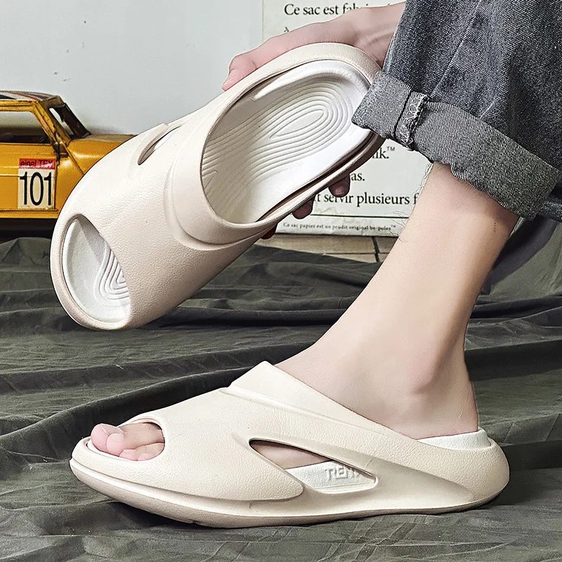 Herren-Flip-Flops, rutschfeste Sommer-Hausschuhe mit dicker Sohle, bequemer, weicher Schaumstoff-Slipper für drinnen und draußen_voghion.com