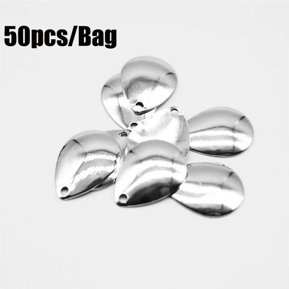 50PCS Silver Smooth Nickel Sequins Fishing Attractor Spinner Metal Spoon  VIB Lure Blades Vibration Rotate Tackle Fishing Tools
