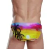 New Men Sexy Summer Swimsuit Briefs Low Waist Bathing Suit Bulge Beach Wear Palm Tree Sunset Print Short Sport Homme Swim Bikini 4