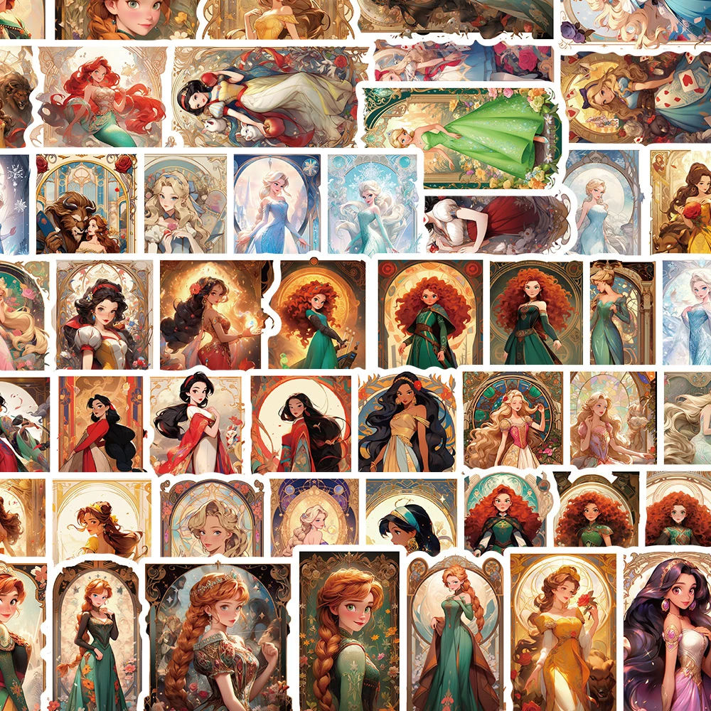 

10/30/50pcs Disney Cartoon Cute Princess Stickers Aesthetic Decals DIY Laptop Fridge Notebook Phone Decoration Sticker Kids Toys