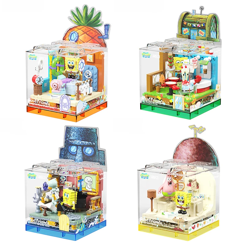 thumbnail image 1 of Bloques de construcción de Bob Esponja, Patricio Estrella, Crustáceo Cascarudo, Calamardo Tentáculos, juego de ladrillos modelo para habitación, adornos de escritorio, juguetes para niños, regalos, 1 of 5