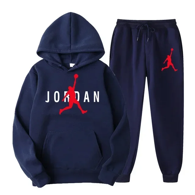 En's automne et hiver nouvelle marque ensemble imprimé, chemise à capuche + pantalon ensemble deux pièces, vêtements de sport décontractés à la mode 1