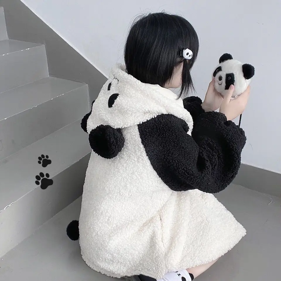 Japonês bonito lolita menina panda hoodie kawaii