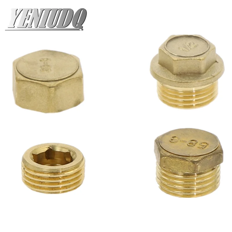 1pcs Brass Pipe Hex Head Brass End Cap Plug Fitting 1/8" 1/4" 3/8" 1/2