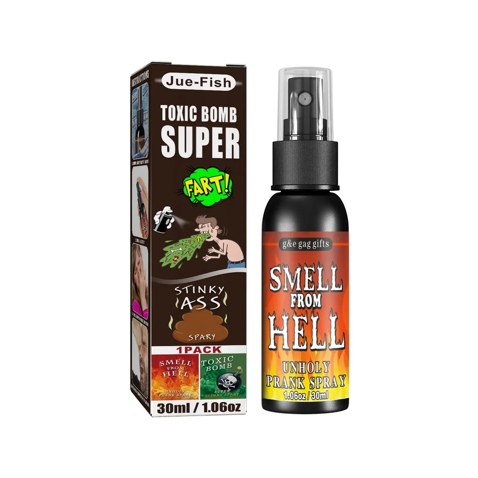 Description Picture 3 of item30ml Fart Gag Spray Prank Joke Plastic Spray Can Stink Party Supplies Stinky Fart for Adults Kids Non Toxic Halloween Funny Toys