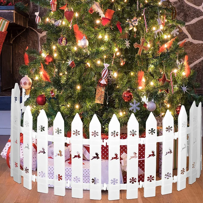 31PcsChristmasTreeFencesMiniWhitePlasticPicketFenceCourtyard
