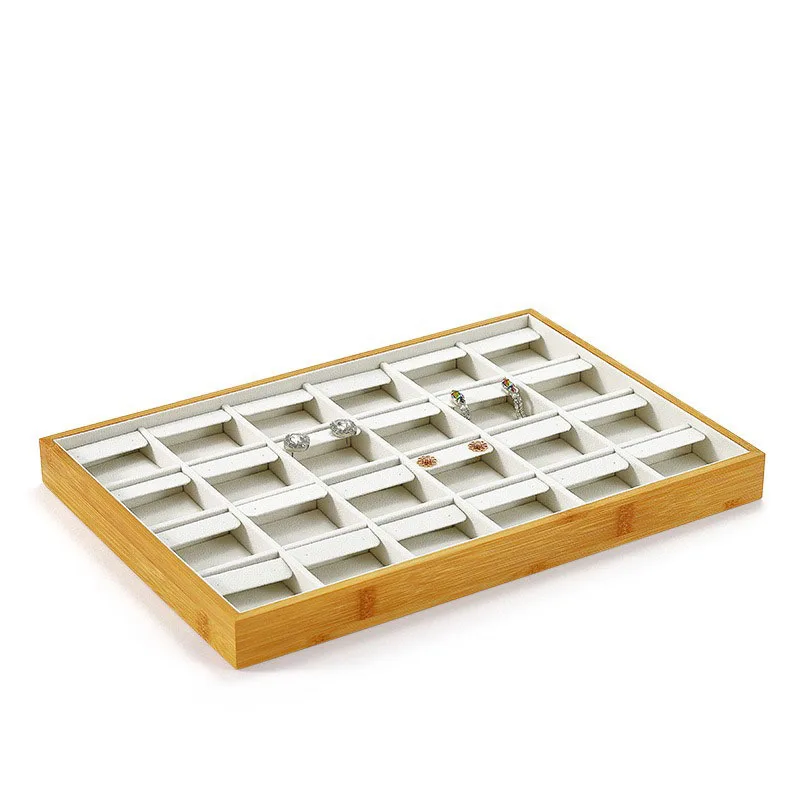 Wooden Jewelry Ring Display Tray Necklace Bracelet Earrings Storage Tray Trinkets Showcase Props for Exhibitors Jeweler Sellers
