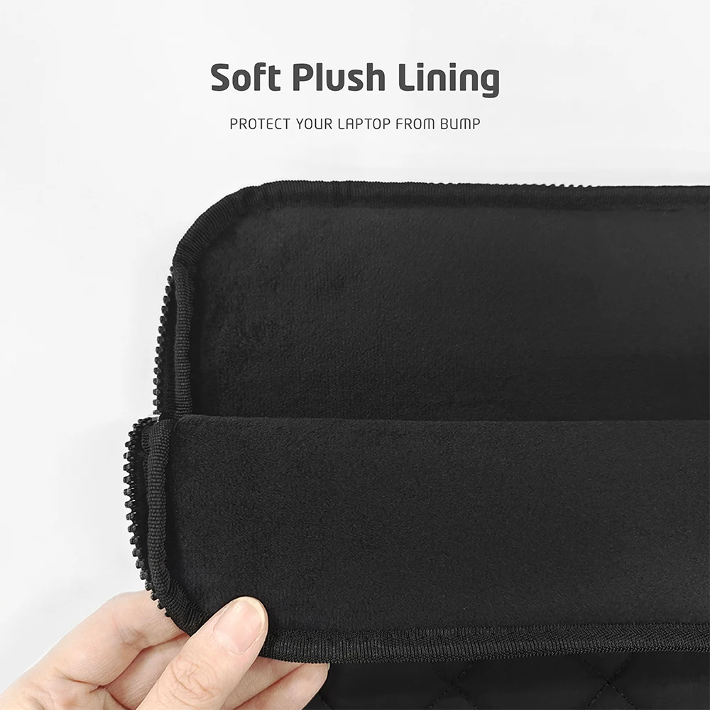 Elegant Bow Embroidery Laptop and Tablet Sleeve Case - Soft Protective Cover for 13 to 16 Inch Devices