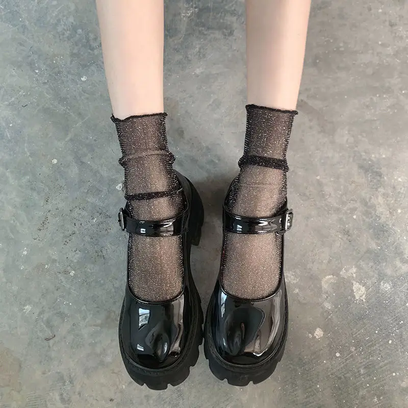 Retro Dot Lace Floral Black Mesh Women's Sexy Transparent Thin Socks Harajuku Summer Middle Tube Breathable Fishnet transparent socks patterned socks summer socks floral socks womens socks women socks fashion socks