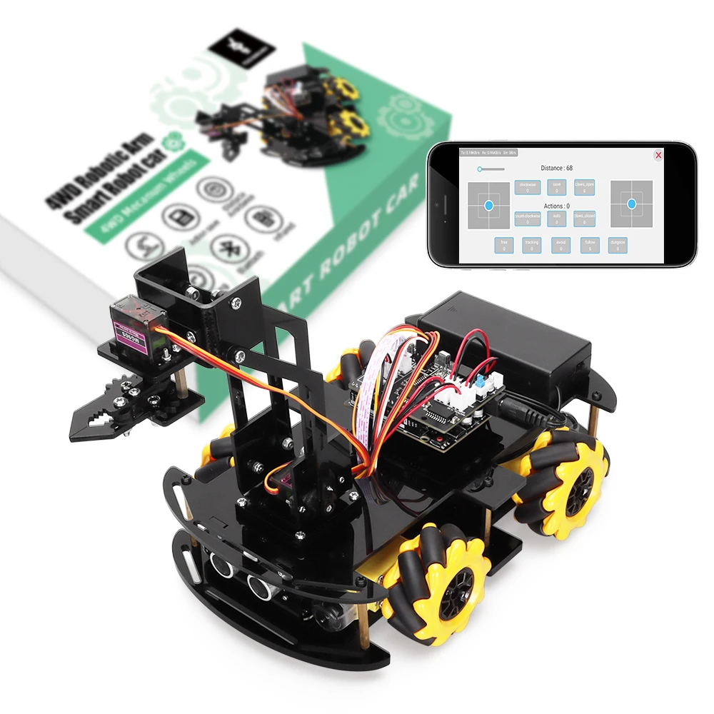 Smart Robot Kit for Arduino Project Mechanical Arm Great Fun Small Robot  for Learning Programming Full Version Set with Codes