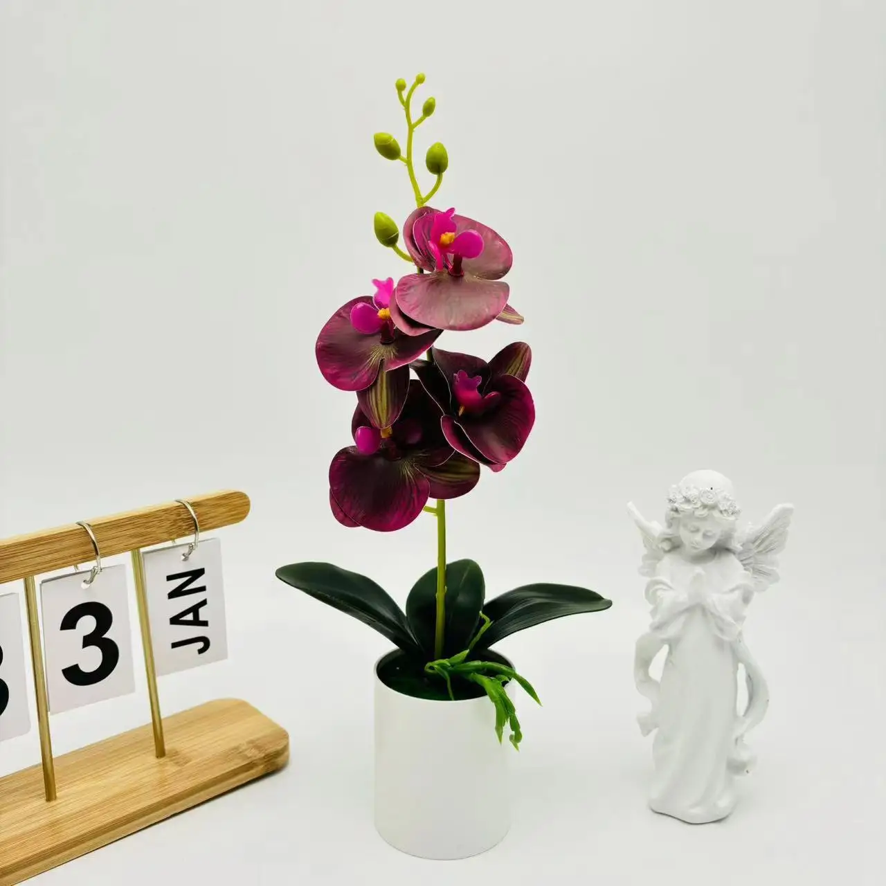 Bonsai Simulated Butterfly Orchid Artificial Potted Plant Desk Dining Table Home Office Vase Wedding Home Room Decoration Gift
