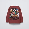 2025 Spring Wear Mickey Tees Boys Cartoon Printed Crewneck Tops Toddler Disney New Design T-shirt Clothes Simple Long Sleeve 2