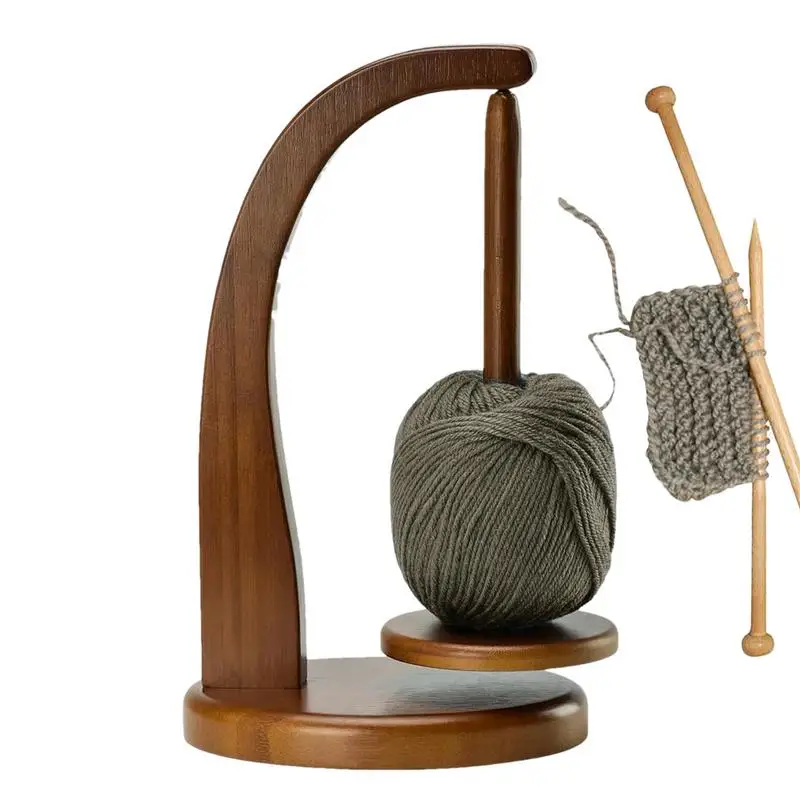 Wooden Yarn Holder Spinning Knitting Tools Crochet Yarn Holder Rotating Magnetic Thread Spool Wool Ball Winder Rotation Spinner