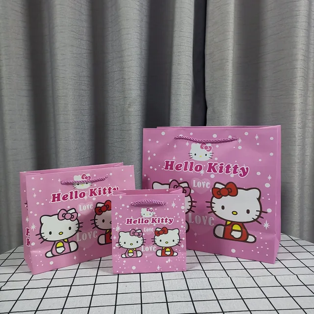 Kawaii Hello Kittys Cute Package Anime Doraemon Doll Kt Cat Gift Bag Set Women Child Birthday Present Packing Bag Y2K Girl Toy