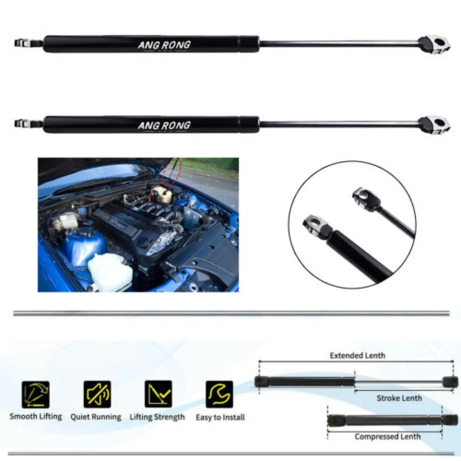 Front Bonnet Hood Gas Struts 51231960852 320N for BMW 3 Series E36 1991-2000 front bonnet gas struts auto lift hydraulic rods
