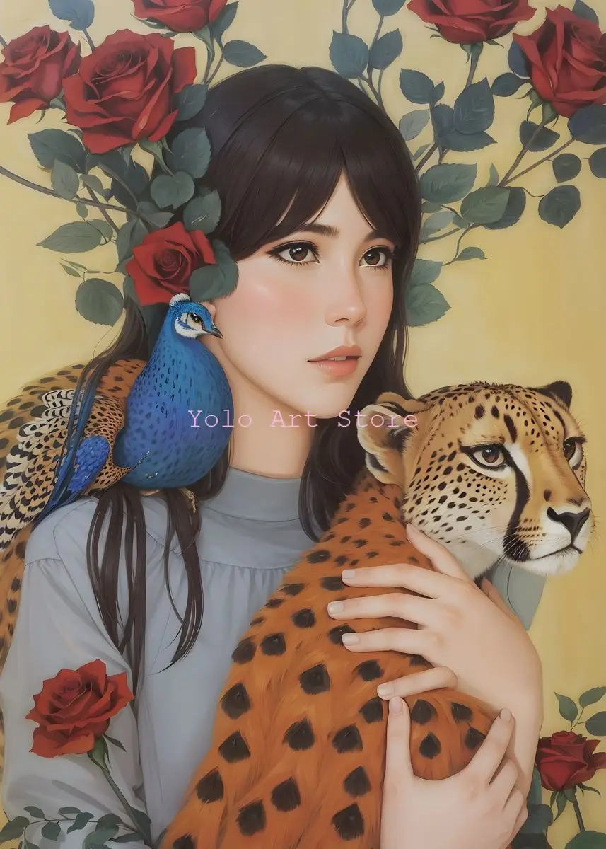 thumbnail image 1 of Póster y impresiones de mariposas y chicas de anime con flores samuráis japonesas modernas, impresión en lienzo, arte de pared, imagen para decoración de sala de estar y estudio, 1 of 5