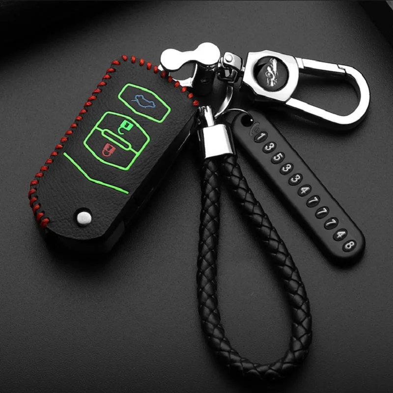 Key Case Key Case Cover Car Key Shell Leather Car Key Case Shell For Mazda 2 3 6 CX5 CX-7 CX-5 Folding Remote Fob Cover Keychain Holder Protector Bag Auto Accessories