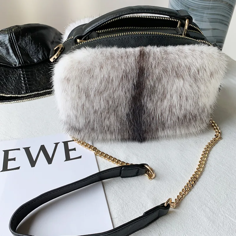 

Mink Fur Bag Women Winter Whole Leather Small Square Bag Women Shoulder Bags Ladies Bag Purses And Handbags Crossbody Furry Bag