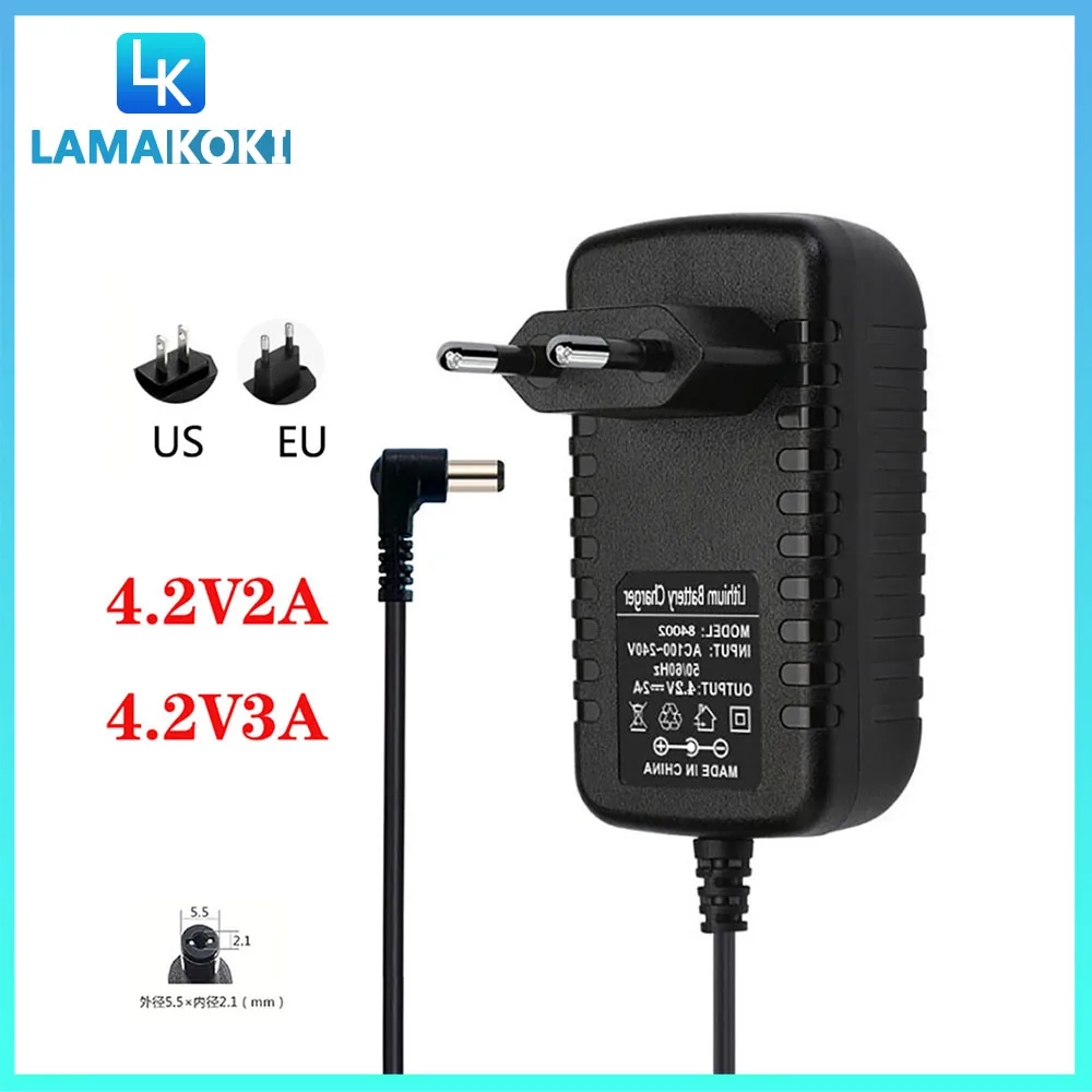 4.2V 2A 3A DC Adapter Power Supply Charger for DEKO Laser level Drill Driver Screwdriver 18650 Lithium Battery