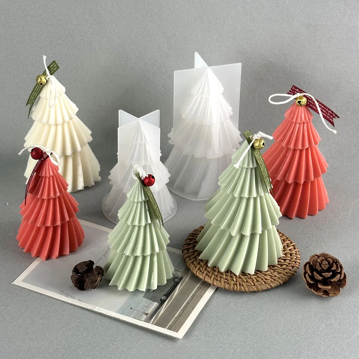 3D Christmas Tree Candle Silicone Mold DIY Christmas Candle Making Kit Handmade Soap Plaster Resin Baking Tools Holiday Gifts