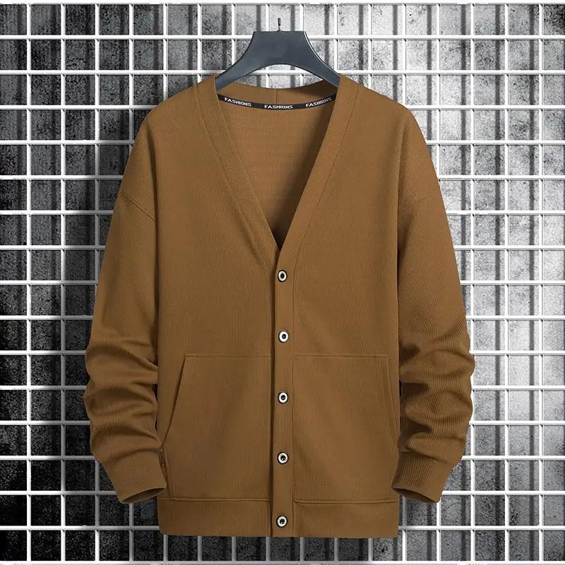 thumbnail image 1 of Suéter de talla grande cárdigan para hombre, Tops tejidos 9XL 8XL 50-190kg Otoño Invierno, suéteres de manga larga de Color sólido, ropa de talla grande, 1 of 4