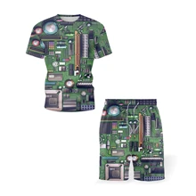 

Men's suit 2022 digital chip printing men's suit summer round neck T-shirt sportswear fashion trend short-sleeved shorts
