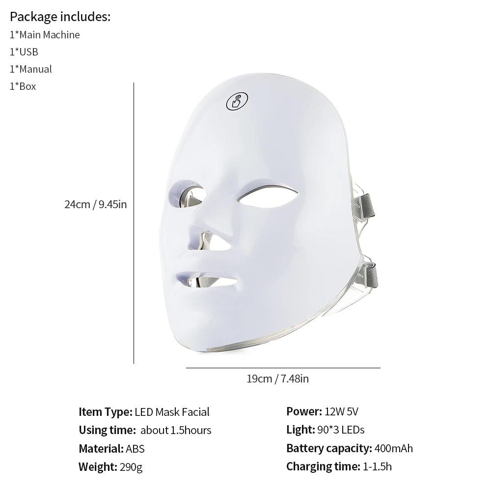 LED Facial Mask Red Light Therapy Photon Anti-Acne Wrinkle Removal Skin Rejuvenation Whitening Spa Mask Face Beauty Devices led facial mask
