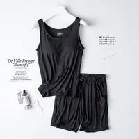 Summer new women's modal pajamas two-piece vest + shorts with chest pad lingerie seamless cup camisole homewear set pajama - Image 3