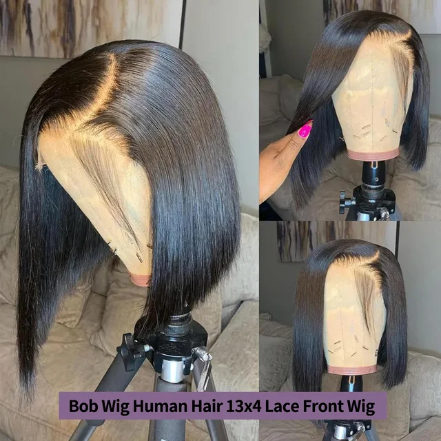 Bob Wig Human Hair 100 Hd 13x6 Lace Front Frontal Short Bob Bone Straight Wigs Side multi Parting 13x4 Glueless Wear And Go 3