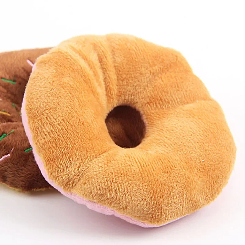Soft Donuts Puppy Cat Dog Toys Squeaker Squeaky Plush Sound Pet Chew Throw Squeak Toys 3 Colors 6