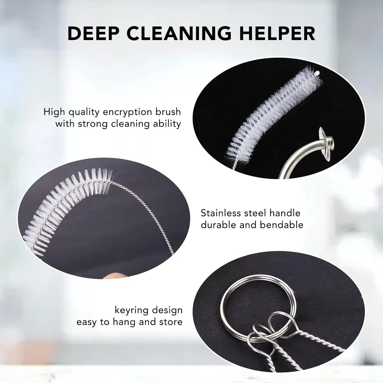 Bottle Cleaning Brushes 3pcs Long Nylon Tube Brush Set Flexible Bendable Cleaner for Washing Narrow Neck Bottle Coffee Cup Pipes 4