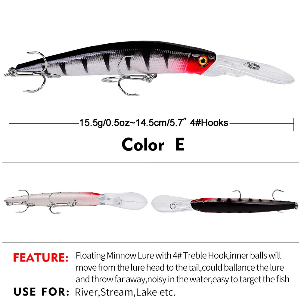 6pcs Wobblers for Fishing 14.5cm 15.53g Minnow Hard Lure Laser Hard  Artificial Bait Plastic Big Fake Fish Lures Sea Fishing Bait